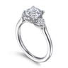 Madison - 14K White Gold Cushion Cut Three Stone Lotus Diamond Engagement Ring - 0.3 ct