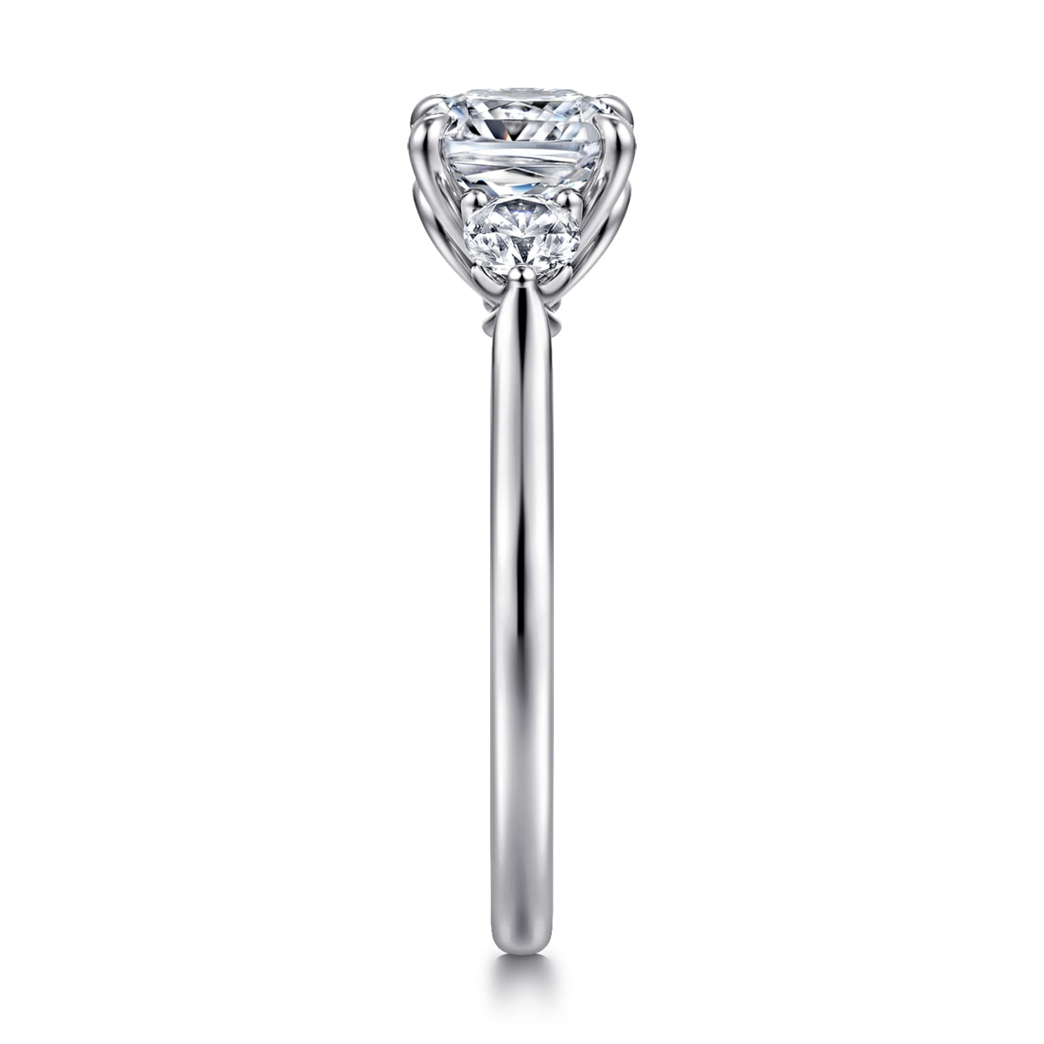 Madison - 14K White Gold Cushion Cut Three Stone Lotus Diamond Engagement Ring - 0.3 ct - Shot 4