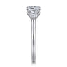 Madison - 14K White Gold Cushion Cut Three Stone Lotus Diamond Engagement Ring - 0.3 ct