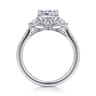 Moon - 14K White Gold Cushion Cut Three Stone Lotus Diamond Engagement Ring - 0.4 ct