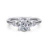 Ebony - 14K White Gold Cushion Cut Three Stone Diamond Engagement Ring - 0.19 ct