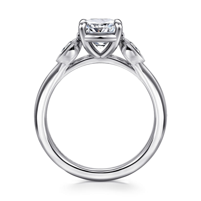 Ebony - 14K White Gold Cushion Cut Three Stone Diamond Engagement Ring - 0.19 ct - Shot 2