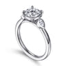 Ebony - 14K White Gold Cushion Cut Three Stone Diamond Engagement Ring - 0.19 ct