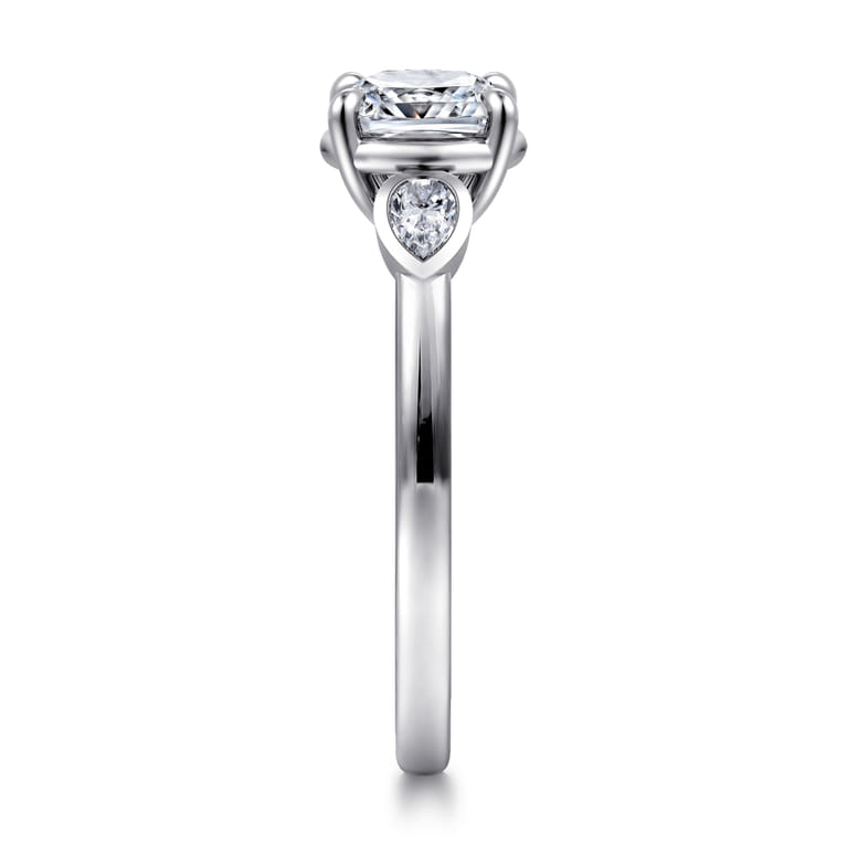 Ebony - 14K White Gold Cushion Cut Three Stone Diamond Engagement Ring - 0.19 ct - Shot 4