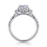 Dee - 14K White Gold Cushion Cut Three Stone Lotus Diamond Engagement Ring - 0.6 ct