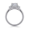 Devon - 14K White Gold Cushion Cut Three Stone Lotus Diamond Engagement Ring - 0.38 ct