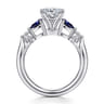 Carrie - 14K White Gold Cushion Cut Five Stone Sapphire and Diamond Engagement Ring - 0.1 ct