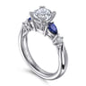 Carrie - 14K White Gold Cushion Cut Five Stone Sapphire and Diamond Engagement Ring - 0.1 ct