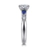 Carrie - 14K White Gold Cushion Cut Five Stone Sapphire and Diamond Engagement Ring - 0.1 ct