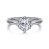 Blaise - 14K White Gold Elongated Cushion Three Stone Diamond Engagement Ring - 0.08 ct
