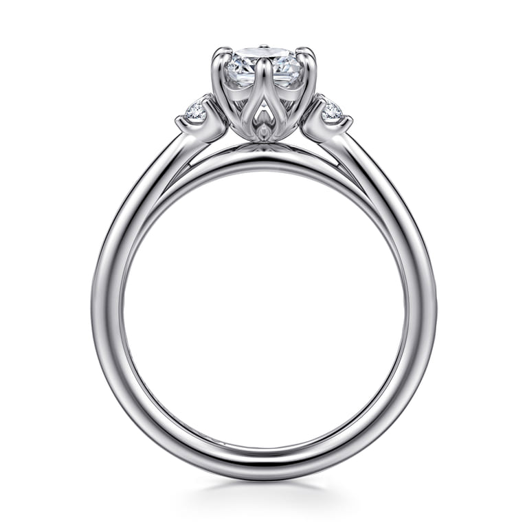 Blaise - 14K White Gold Elongated Cushion Three Stone Diamond Engagement Ring - 0.08 ct - Shot 2