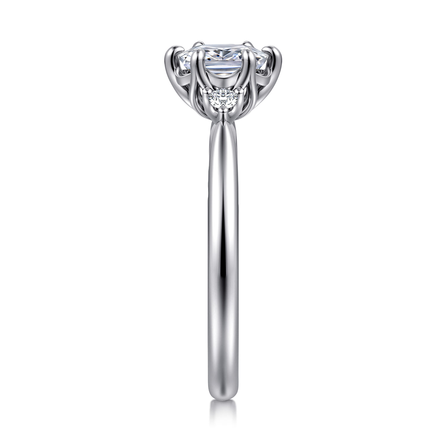 Blaise - 14K White Gold Elongated Cushion Three Stone Diamond Engagement Ring - 0.08 ct - Shot 4