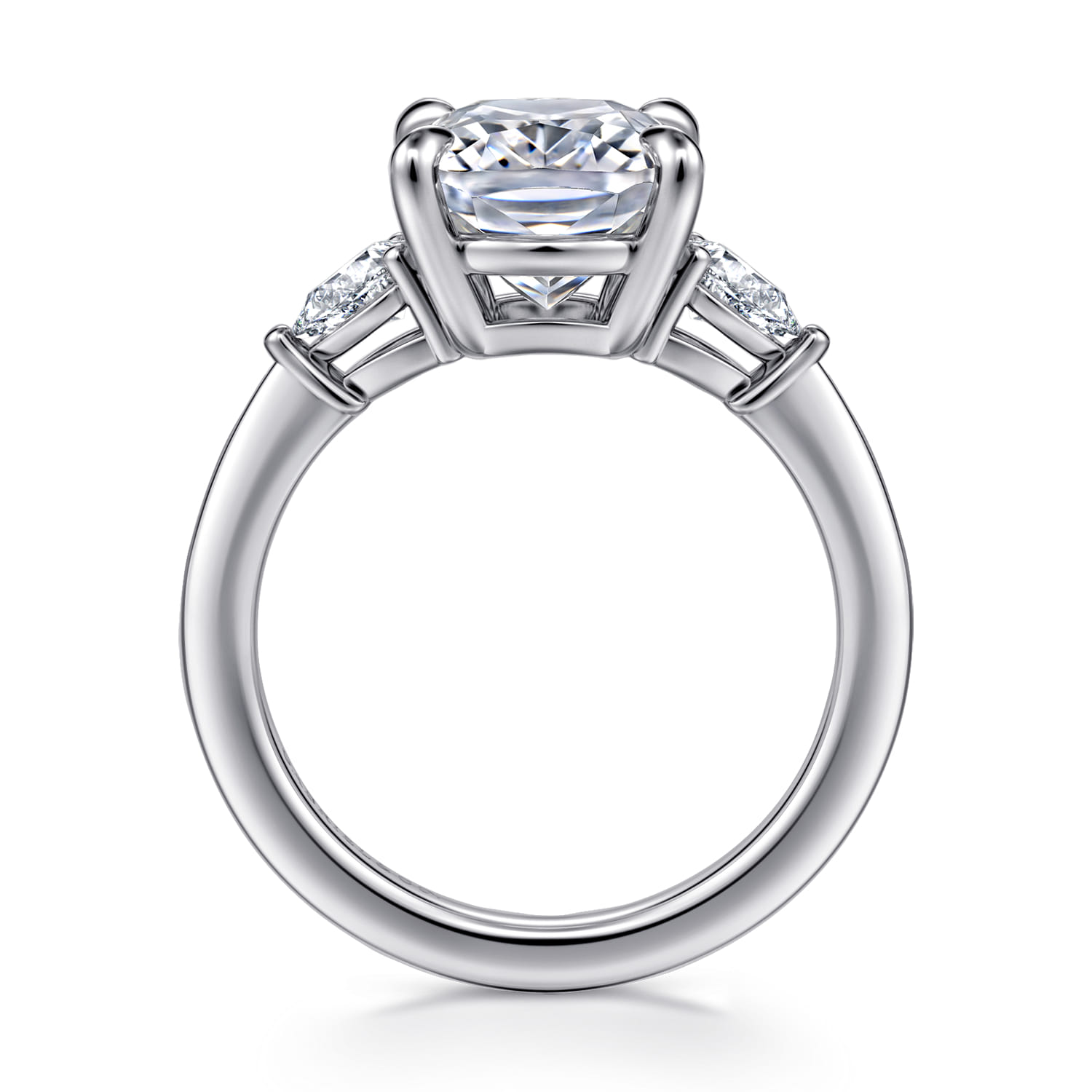 Sima - 14K White Gold Elongated Cushion Three Stone Diamond Engagement Ring - 0.3 ct - Shot 2