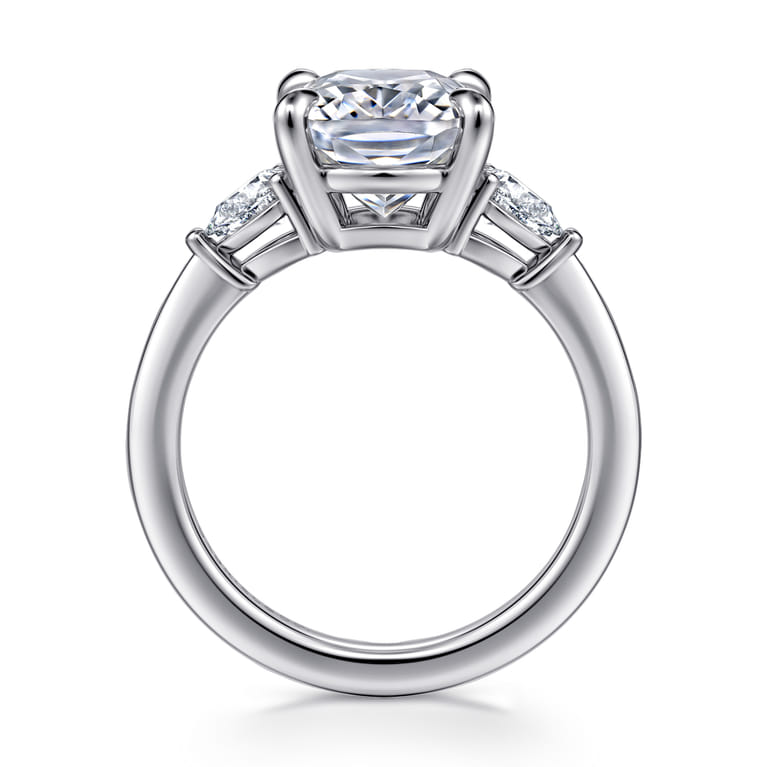 Sima - 14K White Gold Elongated Cushion Three Stone Diamond Engagement Ring - 0.3 ct - Shot 2