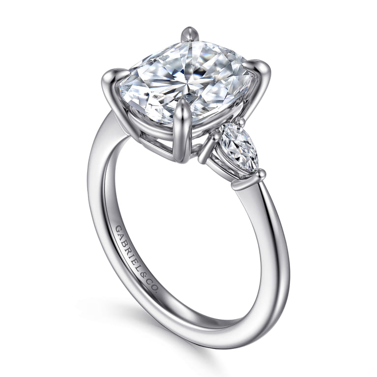 Sima - 14K White Gold Elongated Cushion Three Stone Diamond Engagement Ring - 0.3 ct - Shot 3