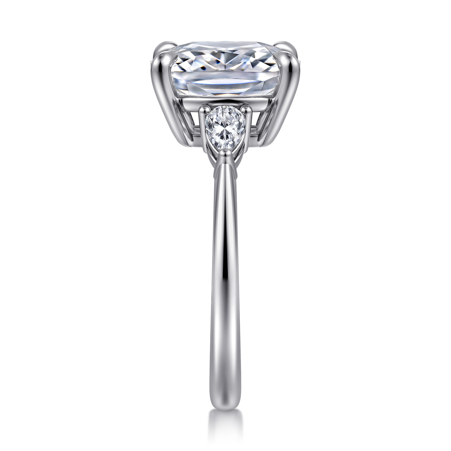 Sima - 14K White Gold Elongated Cushion Three Stone Diamond Engagement Ring - 0.3 ct - Shot 4