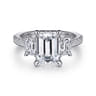 Charlene - 14K White Gold Emerald Cut Three Stone Diamond Engagement Ring - 1.16 ct