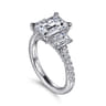 Charlene - 14K White Gold Emerald Cut Three Stone Diamond Engagement Ring - 1.16 ct