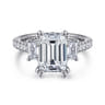 Charlene - 14K White Gold Emerald Cut Three Stone Diamond Engagement Ring - 1.22 ct
