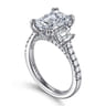 Charlene - 14K White Gold Emerald Cut Three Stone Diamond Engagement Ring - 1.22 ct