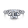 Charlene - 14K White Gold Emerald Cut Three Stone Diamond Engagement Ring - 1.1 ct