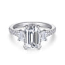 Charlene - 14K White Gold Emerald Cut Three Stone Diamond Engagement Ring - 1 ct