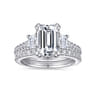 Charlene - 14K White Gold Emerald Cut Three Stone Diamond Engagement Ring - 1 ct