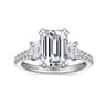 Charlene - 14K White Gold Emerald Cut Three Stone Diamond Engagement Ring - 1 ct