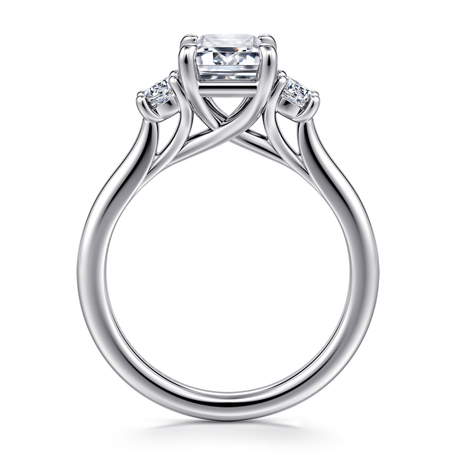 Sanaa - 14K White Gold Emerald Cut 3 Stone Diamond Engagement Ring - 0.4 ct - Shot 2