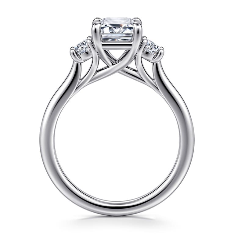 Sanaa - 14K White Gold Emerald Cut 3 Stone Diamond Engagement Ring - 0.4 ct - Shot 2
