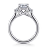 Sanaa - 14K White Gold Emerald Cut 3 Stone Diamond Engagement Ring - 0.4 ct