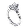 Sanaa - 14K White Gold Emerald Cut 3 Stone Diamond Engagement Ring - 0.4 ct
