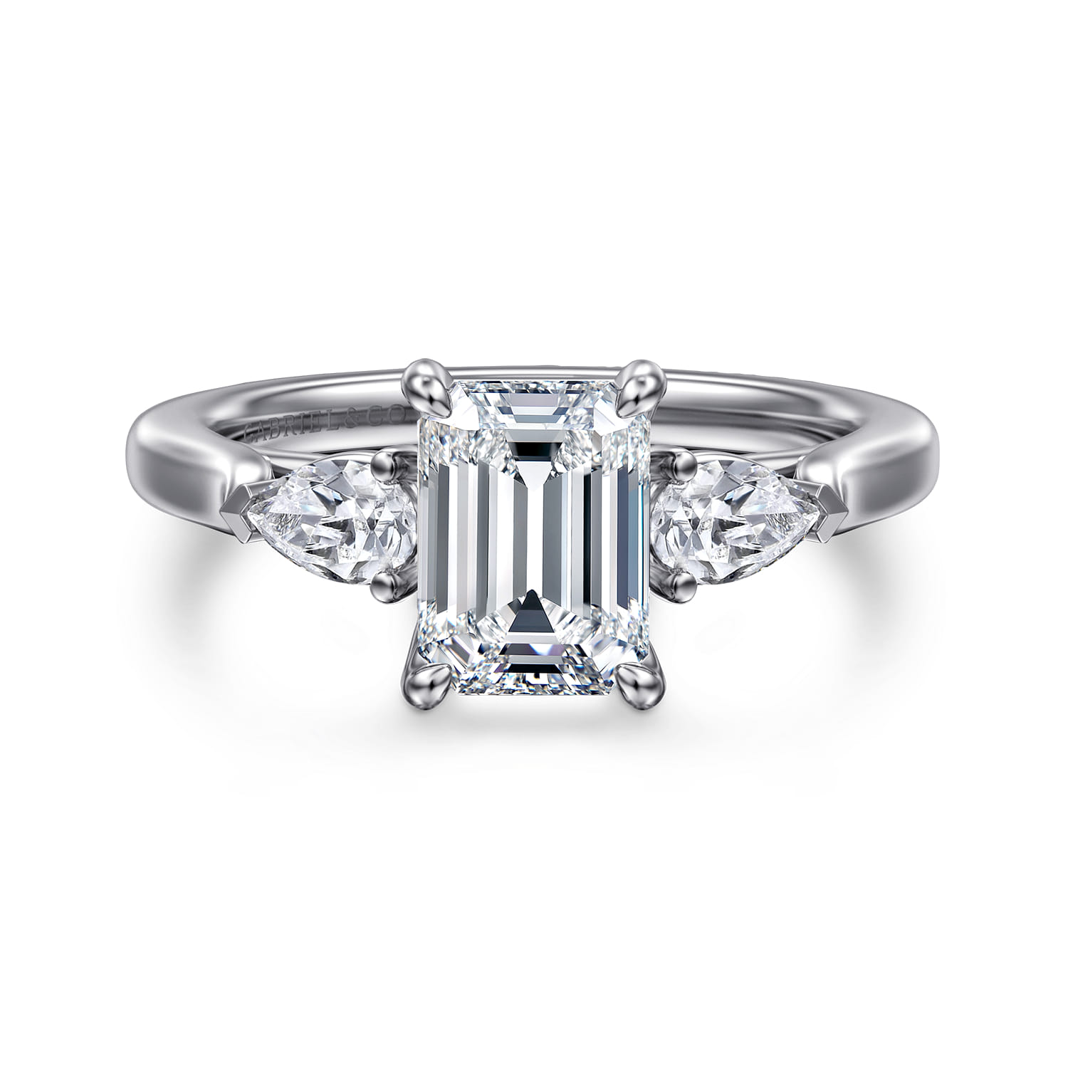 Sunday - 14K White Gold Emerald Cut 3 Stone Diamond Engagement Ring - 0.4 ct - Shot 1