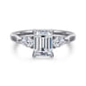 Sunday - 14K White Gold Emerald Cut 3 Stone Diamond Engagement Ring - 0.4 ct