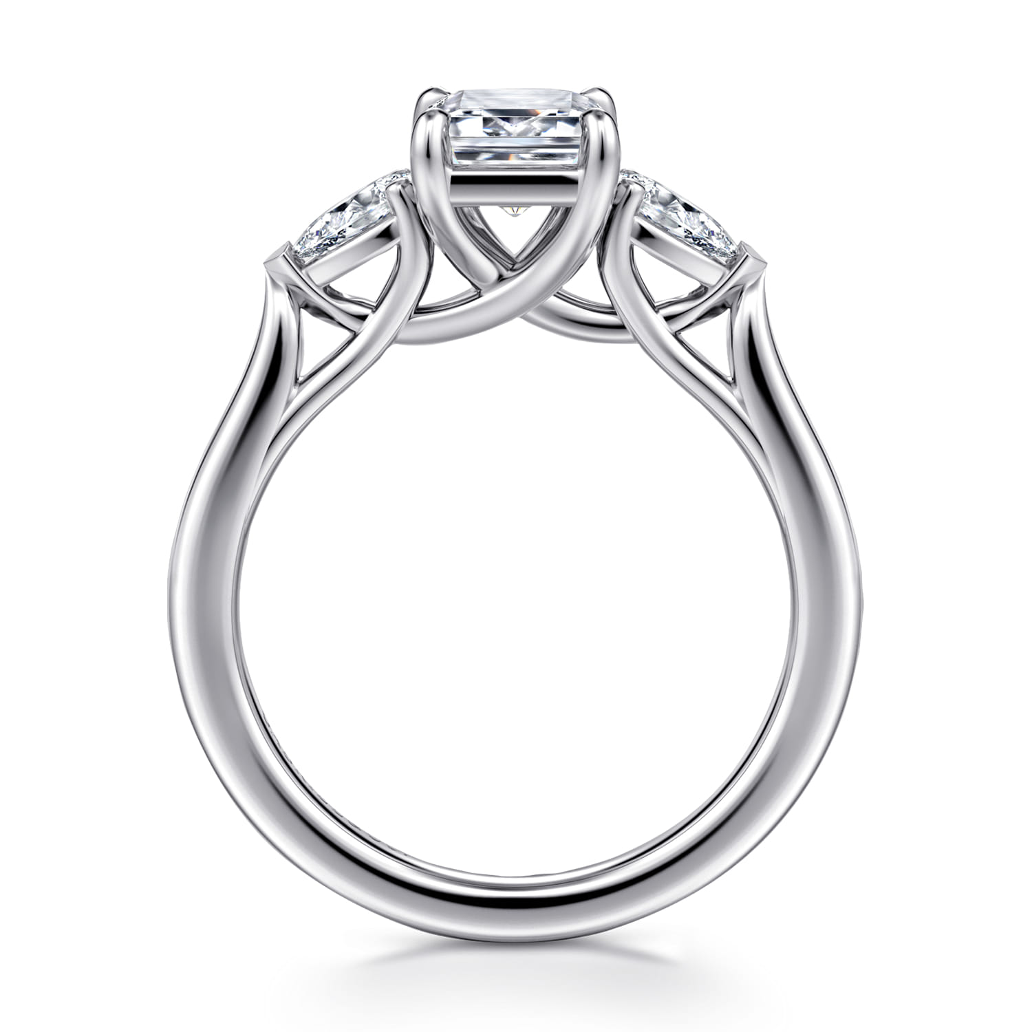 Sunday - 14K White Gold Emerald Cut 3 Stone Diamond Engagement Ring - 0.4 ct - Shot 2