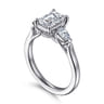 Sunday - 14K White Gold Emerald Cut 3 Stone Diamond Engagement Ring - 0.4 ct