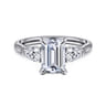 Sunday - 14K White Gold Emerald Cut 3 Stone Diamond Engagement Ring - 0.57 ct