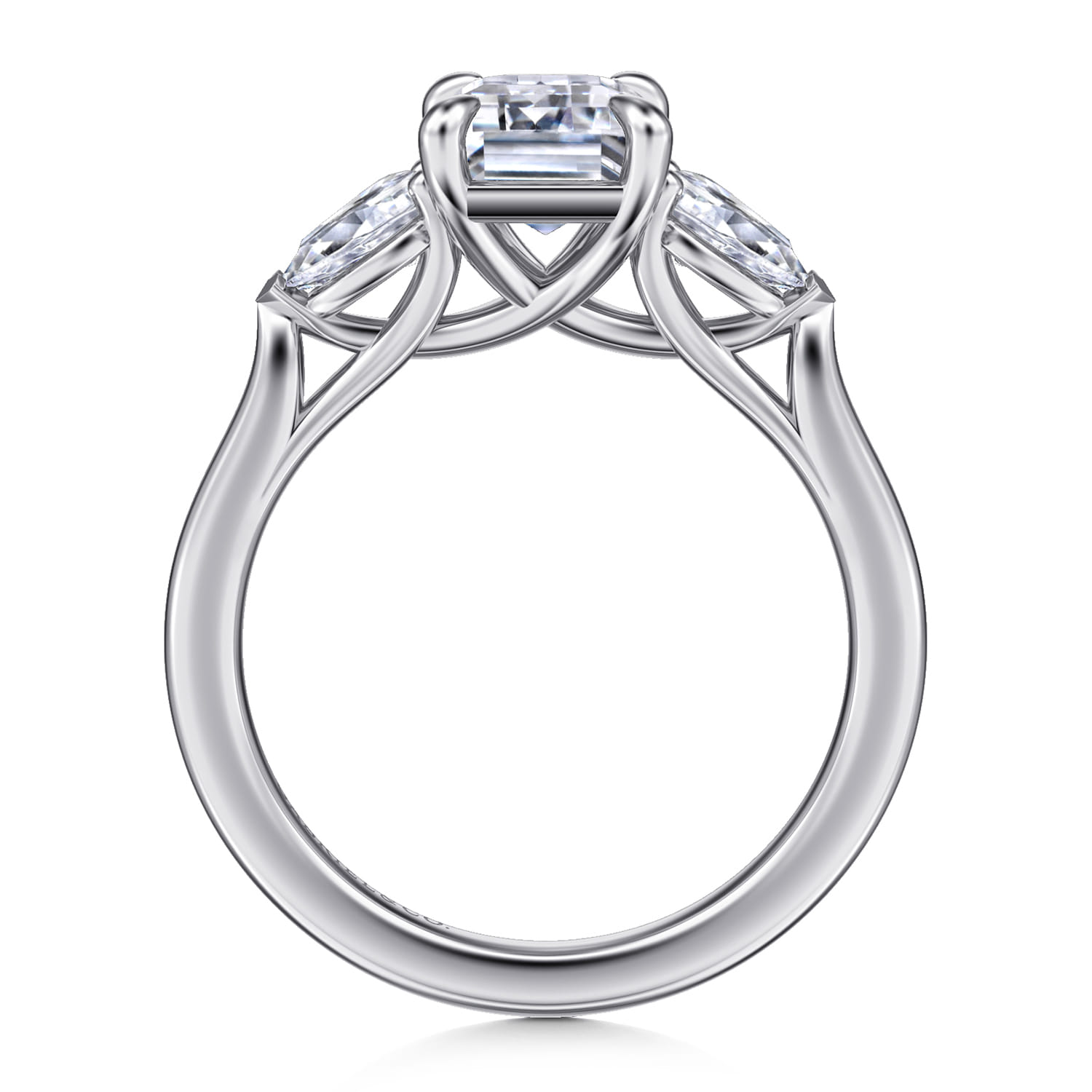 Sunday - 14K White Gold Emerald Cut 3 Stone Diamond Engagement Ring - 0.57 ct - Shot 2