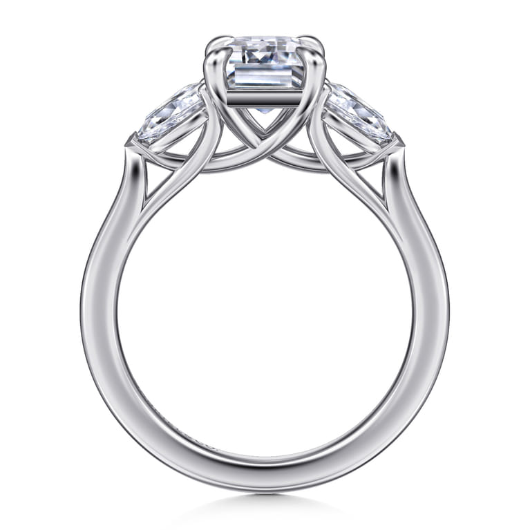 Sunday - 14K White Gold Emerald Cut 3 Stone Diamond Engagement Ring - 0.57 ct - Shot 2