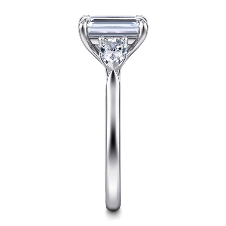 Sunday - 14K White Gold Emerald Cut 3 Stone Diamond Engagement Ring - 0.57 ct - Shot 5