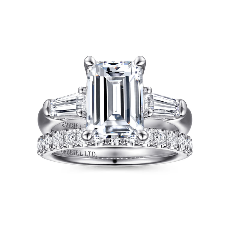 Belma - 14K White Gold Emerald Cut Diamond Channel Set Engagement Ring - 0.5 ct - Shot 4