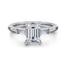 Acacia - 14K White Gold Emerald Cut Three Stone Diamond Engagement Ring - 0.3 ct