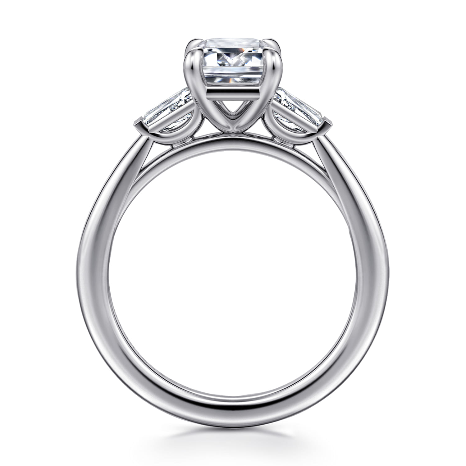 Acacia - 14K White Gold Emerald Cut Three Stone Diamond Engagement Ring - 0.3 ct - Shot 2