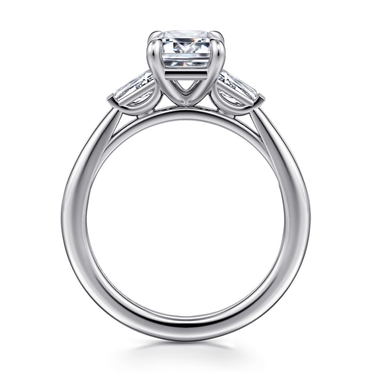 Acacia - 14K White Gold Emerald Cut Three Stone Diamond Engagement Ring - 0.3 ct - Shot 2