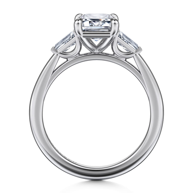 Acacia - 14K White Gold Emerald Cut Three Stone Diamond Engagement Ring - 0.3 ct - Shot 2