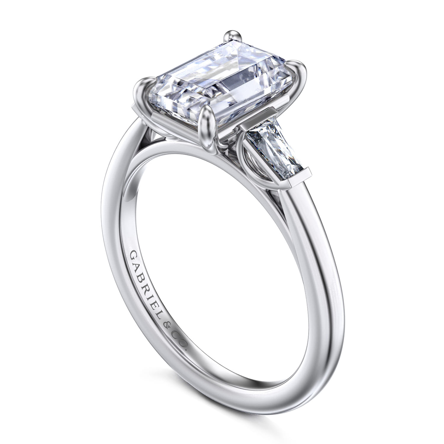 Acacia - 14K White Gold Emerald Cut Three Stone Diamond Engagement Ring - 0.3 ct - Shot 3