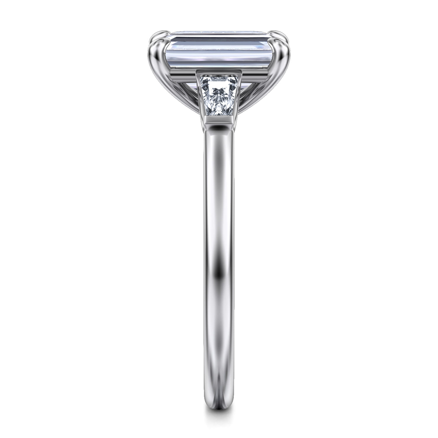 Acacia - 14K White Gold Emerald Cut Three Stone Diamond Engagement Ring - 0.3 ct - Shot 5