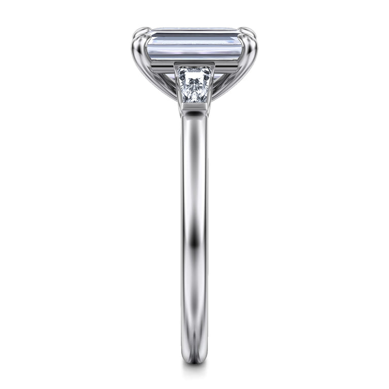 Acacia - 14K White Gold Emerald Cut Three Stone Diamond Engagement Ring - 0.3 ct - Shot 5