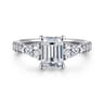 Abina - 14K White Gold Emerald Cut Three Stone Diamond Engagement Ring - 0.75 ct