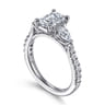Abina - 14K White Gold Emerald Cut Three Stone Diamond Engagement Ring - 0.75 ct